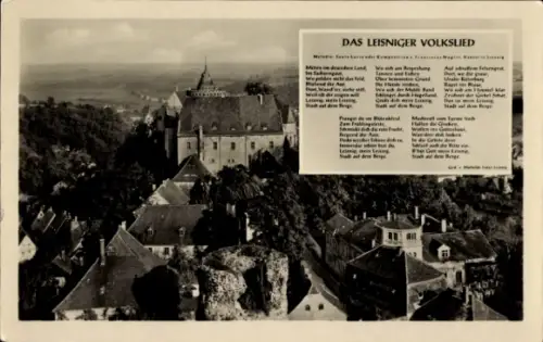 Lied Ak Leisnig in Sachsen, Stadtansicht mit Schloss, Leisniger Volkslied