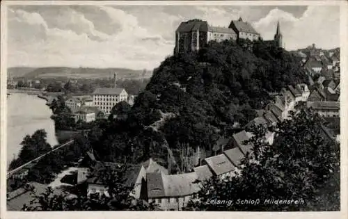 Ak Leisnig Sachsen, Blick auf das Schloss Mildenstein auf dem Sporn