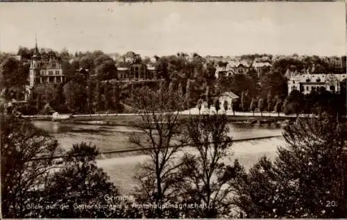Ak Grimma in Sachsen, Blick auf die Gettersburgen, Amtshauptmannschaft, altmodische Architektur