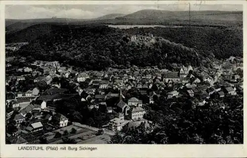 Ak Landstuhl in der Pfalz, Landschaftsaufnahme, Stadtansicht, Burg Sickingen, historische Arch...