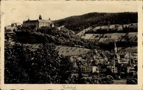 Ak Kulmbach in Oberfranken, Blick auf  Schloss, Hügel, Stadtansicht, schwarz-weiß