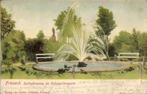 Ak Friesack in der Mark, Springbrunnen im Hohenzollernpark