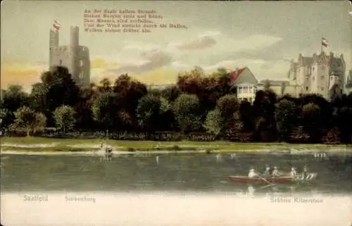 Ak Saalfeld an der Saale Thüringen, An der Saale, Burgen, Sorbenburg, Schloss Kitzerstein, Lan...