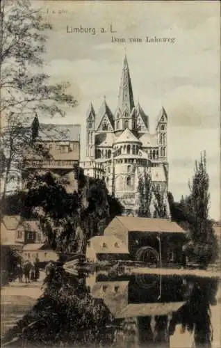 Ak Limburg an der Lahn, Dom von Lahnweg, historisches Gebäude, Wasserstraße