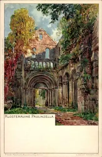 Künstler Litho Paulinzella Königsee Rottenbach in Thüringen, Klosterruine
