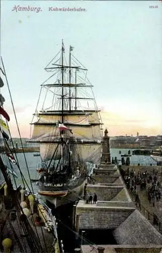 Ak Hamburg Mitte Steinwerder Kuhwerder, Kuhwärderhafen, Schiff im Dock, Hafenanlagen, zahlreic...
