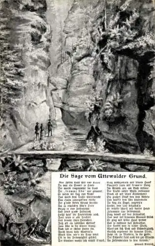 Ak Wehlen an der Elbe Sächsische Schweiz, Uttewalder Grund, Sage