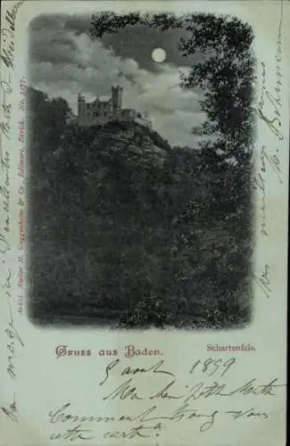Mondschein Ak Wettingen Kanton Aargau, Schartenfels