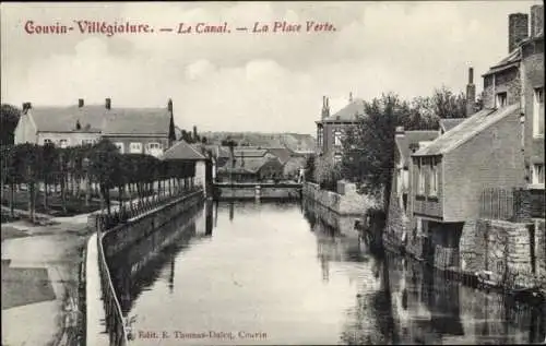 Ak Couvin Wallonien Namur, Couvin-Villégiature, Le Canal, La Place Verte, E. Thomas-Daleq, Couvin