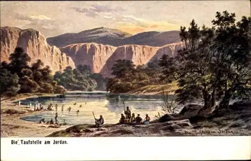Künstler Ak Perlberg, F., Jordanien, Die Taufstelle im Jordan