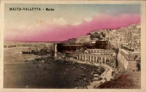 Ak Valletta Malta, MALTA-VALLETTA - Marina, Hafenansicht, Stadtansicht