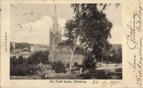 Ak Göteborg Schweden, St. Pauli Kirche,  historische Postkarte, 1901