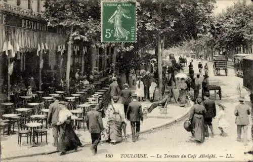 CPA Toulouse Haute-Garonne, La Terrasse du Café Albrighi