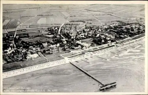 Ak Nordseebad Duhnen Cuxhaven, Luftaufnahme, Nordseebad  Strände, Gebäude, Hafen