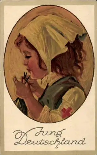 Künstler Ak Jung Deutschland, Kind als Rote-Kreuz Krankenschwester
