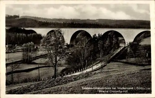 Ak Weißensand Lengenfeld Vogtland Sachsen, Autobahnbrücke, Göltzschtal
