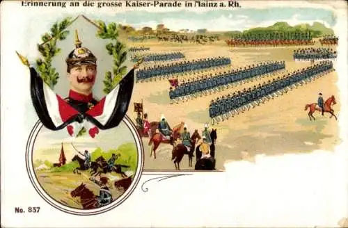 Litho Mainz, Große Kaiser-Parade, Kaiser Wilhelm II.