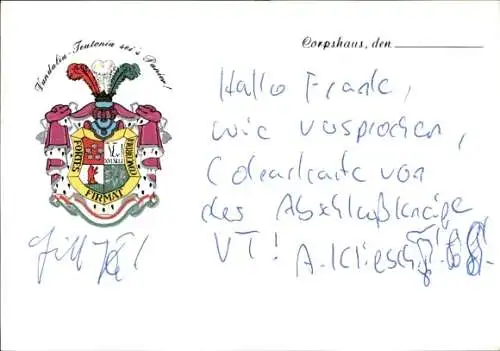 Studentika Ak Berlin Zehlendorf, Corps Vandalia Teutonia, Corpshaus Riemeisterstr. 4, Wappen
