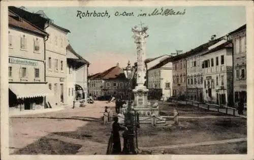 Ak Rohrbach in Oberösterreich, Straßenansicht, Denkmal