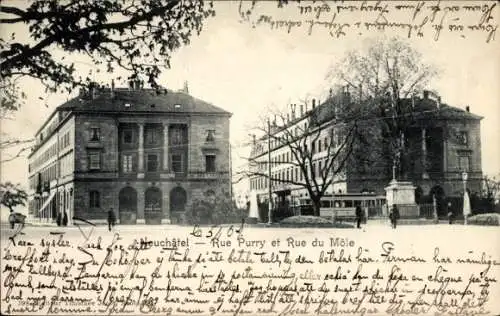 CPA Neuchâtel Neuchâtel Ville, Rue Purry et Rue du Môle