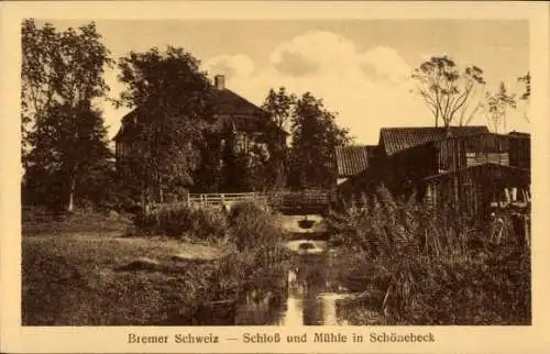 Ak Schönebeck Vegesack Bremen, Schloss und Mühle