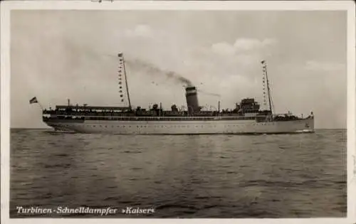 Ak Turbinenschnelldampfer Kaiser, HAPAG Seebäderdienst