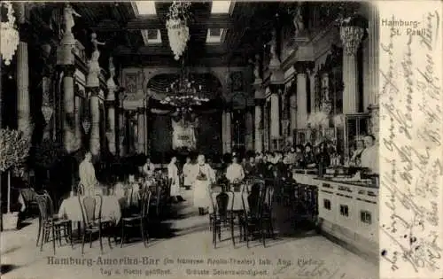 Ak Hamburg Mitte St. Pauli, Hamburg-Amerika-Bar, im früheren Apollo-Theater, Innenansicht
