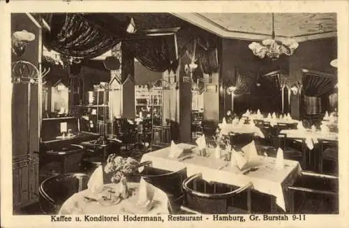 Ak Hamburg Mitte Altstadt, Kaffee-Konditorei Hodermann, Restaurant, Gr. Burstah 9-11