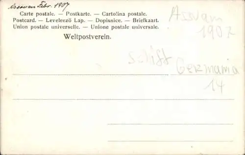 Ak Assouan Assuan Ägypten, Schiff Germania