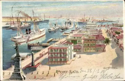 Litho Port-Saïd, Égypte, Vue générale