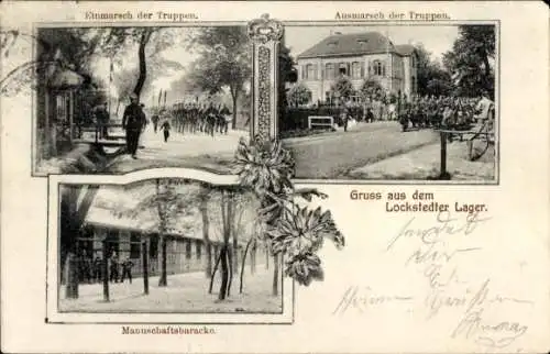 Ak Lockstedt in Holstein, Lockstedter Lager, Einmarsch der Truppen, Mannschaftsbaracke