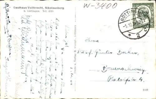 Ak Nikolausberg Göttingen in Niedersachsen, Gasthof Vollbrecht