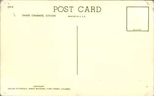 Ak Ceylon Sri Lanka, Ein Schlangenbeschwörer in Ceylon