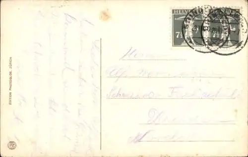 Ak Alphornbläser, Bergpanorama