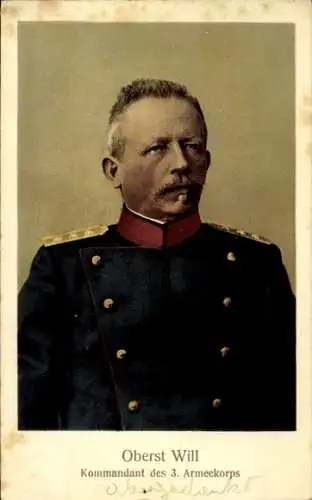 Ak Oberst Will Kommandant des 3. Armeekorps