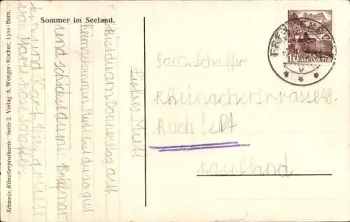 Ak Wohnhaus, Hügel, Bäume, Dorfidyll