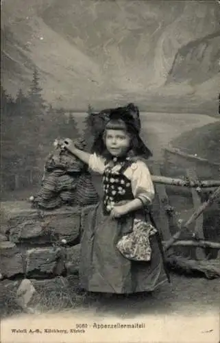 Ak Appenzellermaiteli, Mädchen in Schweizer Tracht