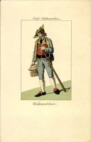 Ak Unterwaldner, Mann in Schweizer Tracht um 1800