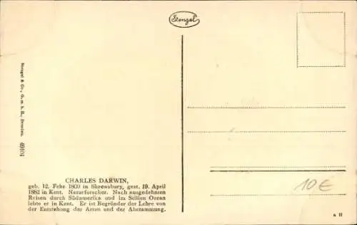 Ak Charles Darwin, Portrait