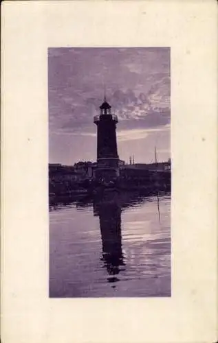 Ak Leuchtturm, Wasserspiegelung