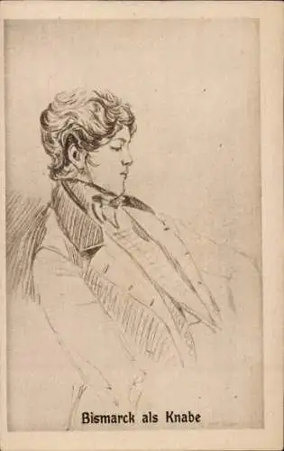Künstler Ak Bismarck als Knabe, Zeichnung