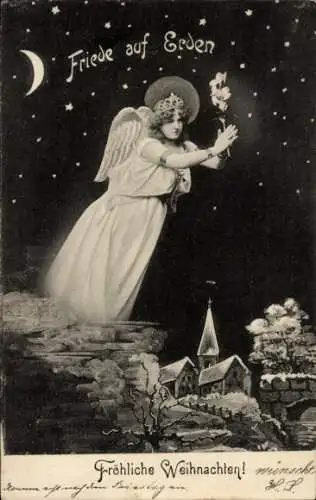 Ak Frohe Weihnachten, Engel, Friede auf Erden