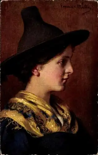 Künstler Ak Porträt einer jungen Frau in Volkstracht