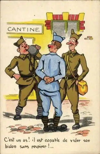 Ak Er ist ein Ass! Er kann seinen Behälter leeren, ohne zu atmen!