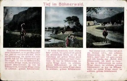Ak Boubín Kubany Šumava Böhmerwald Südböhmen,  Gedichte und Illustrationen