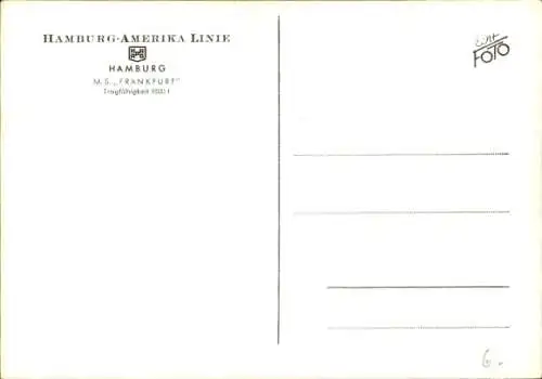 Ak MS Frankfurt, HAPAG, Frachtschiff