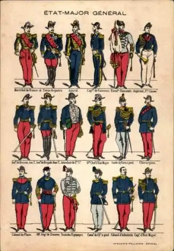 Künstler Ak Etat Major General, Maréchal de France, Amiral