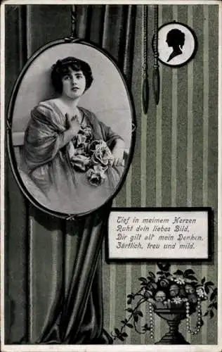 Ak Junge Frau, Portrait, Liebesgedicht