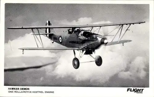 Ak Britisches Doppeldecker-Jagdflugzeug, Hawker Demon