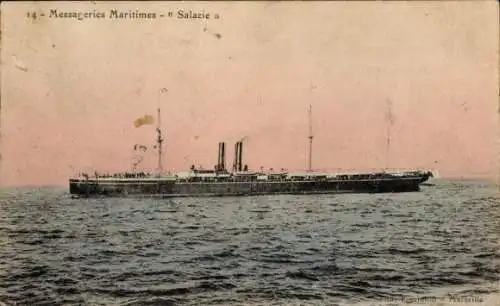 Ak Marseille Bouches du Rhône, Das Schiff Salazie ankert im Hafen von Marseille.
